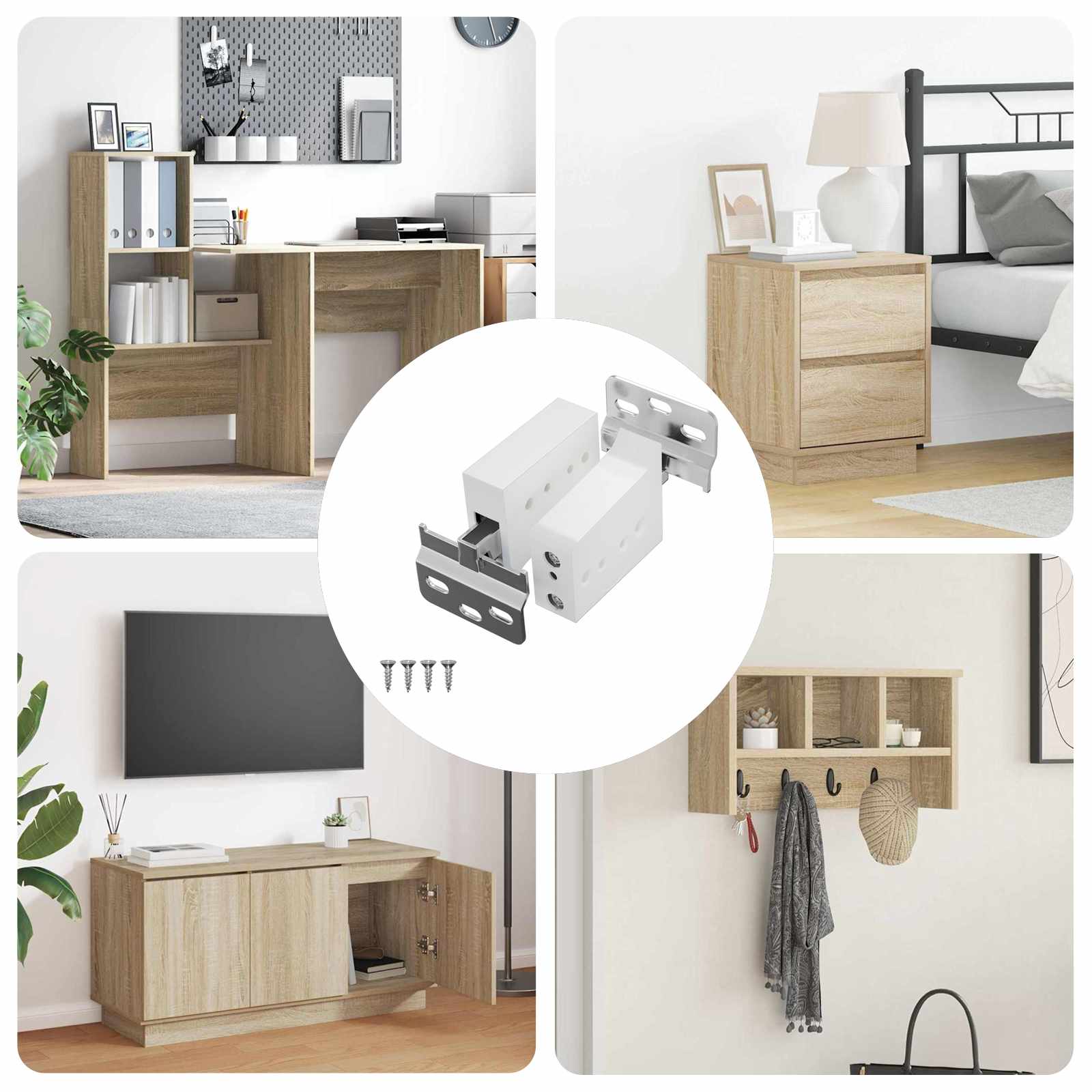 vidaXL Schrankhängemontagebügel 12 pcs Weiß 70 x 46 x 19 mm