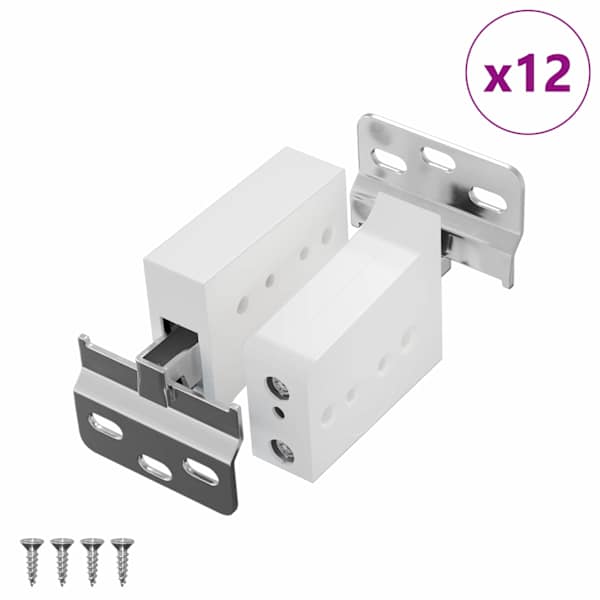 vidaXL Kapikinnitust 12 tk Valge 70 x 48 x 19 mm Raud ja Plastik