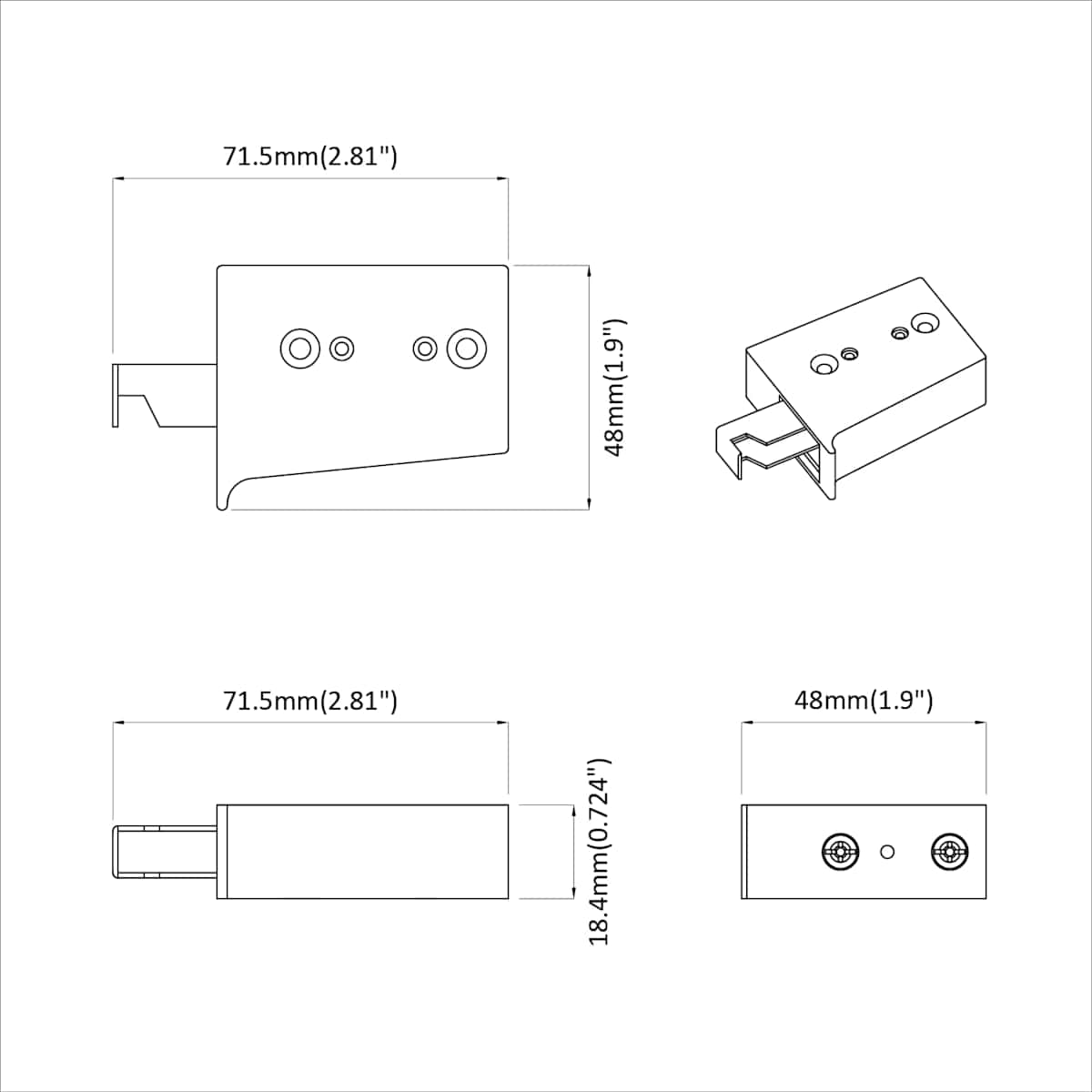Kabinet hængende beslag 261 stk. Hvid 70 x 48 x 19 mm - Billede 6