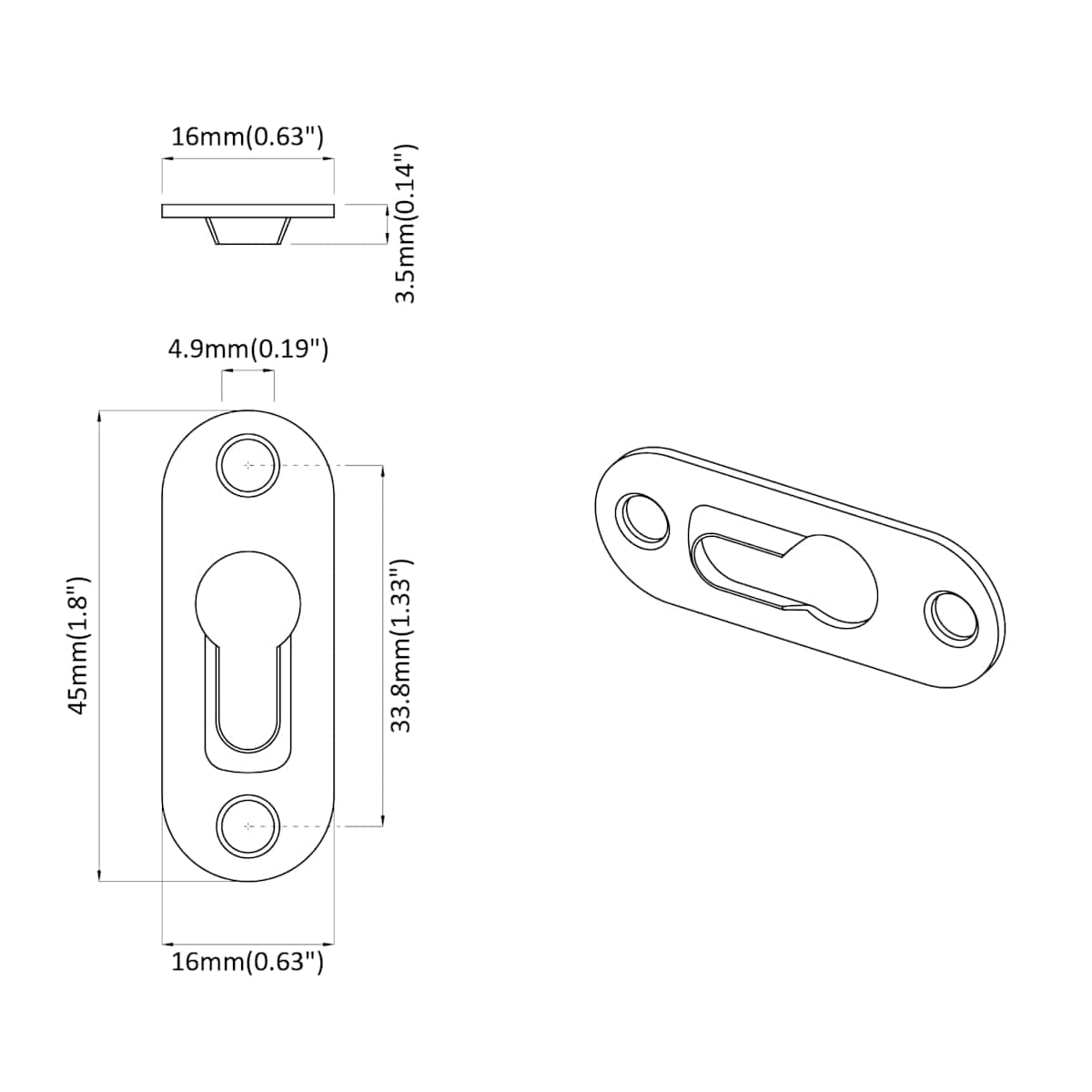 Nøglehul ophæng 3673 stk. Sølv 45 x 16 x 3.5 mm Jern - Billede 7