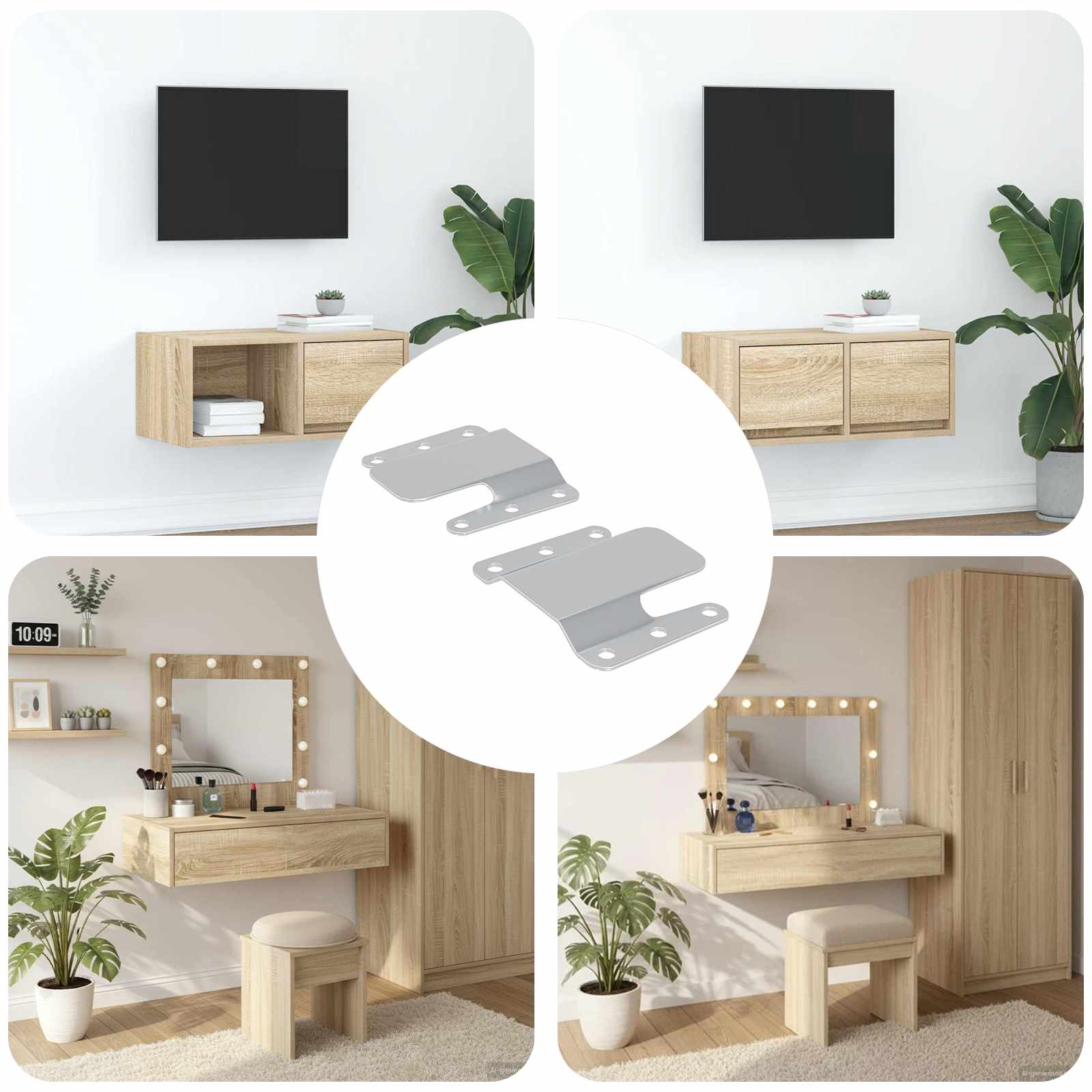 vidaXL Flush-Montagehalterung 2 pcs Silber 75 x 66 x 1,4 mm Stahl