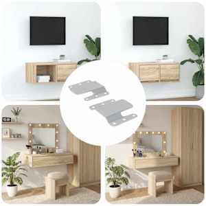 Stropní držák 2 pcs Stříbrná 75 x 66 x 1,4 mm Ocel - obrázek 1