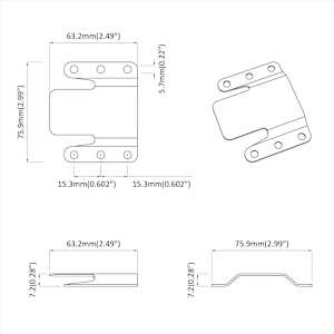Stropní držák 2 pcs Stříbrná 75 x 66 x 1,4 mm Ocel - obrázek 6