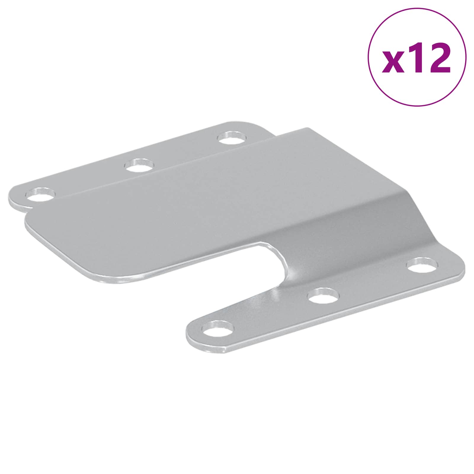 Thumbnail - vidaXL Flush-Montagehalterung 12 pcs Silber 75 x 66 mm Stahl