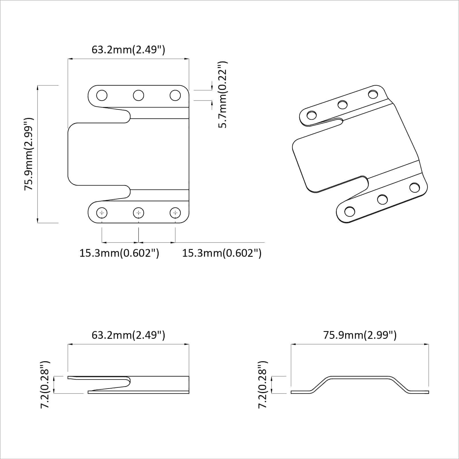 Konzola za flush montažo 419 pcs srebrna 75 x 66 x 1,4 mm Jeklo - slika 6