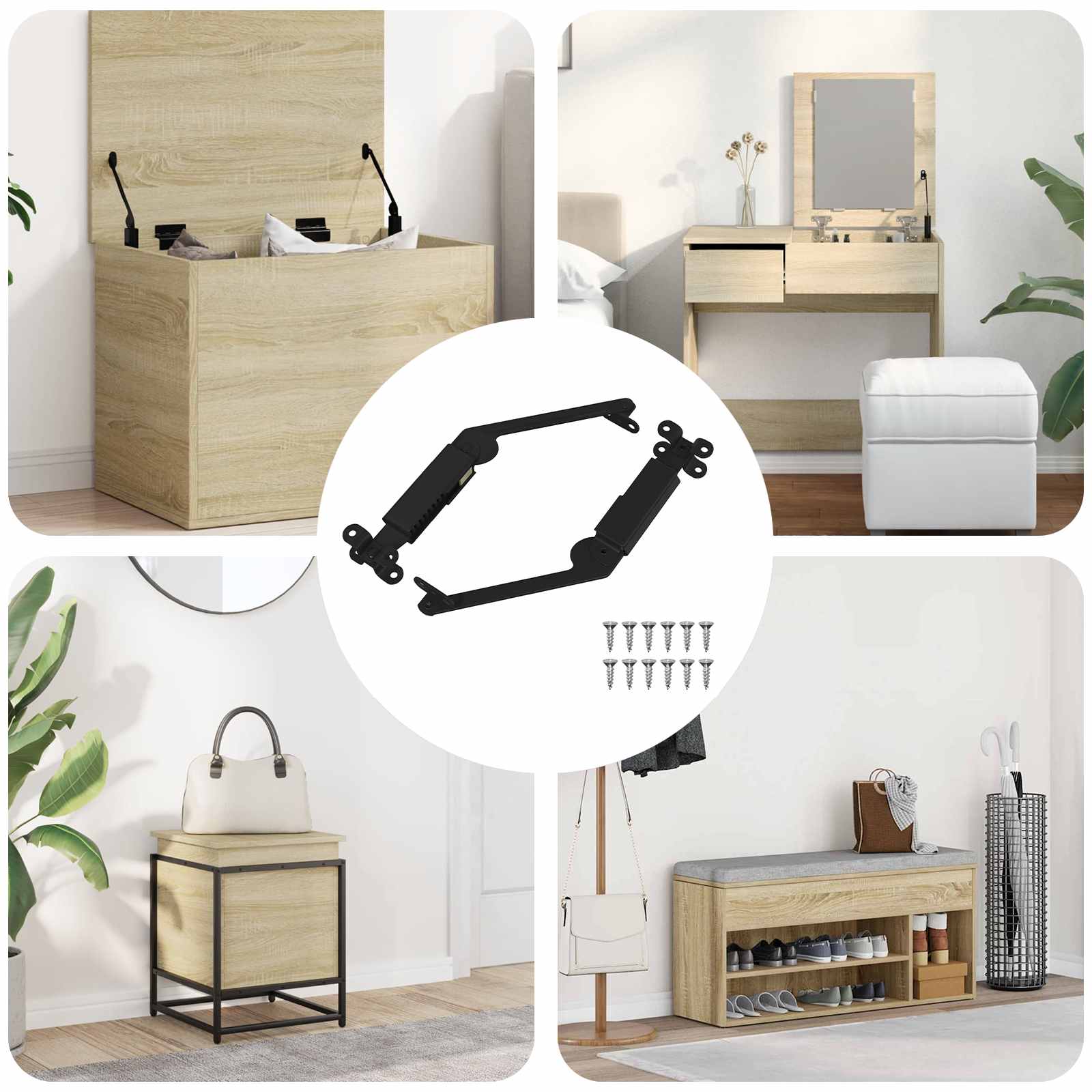 vidaXL Deckelstützscharnier 2 pcs Schwarz 192 x 32 x 50 mm Stahl