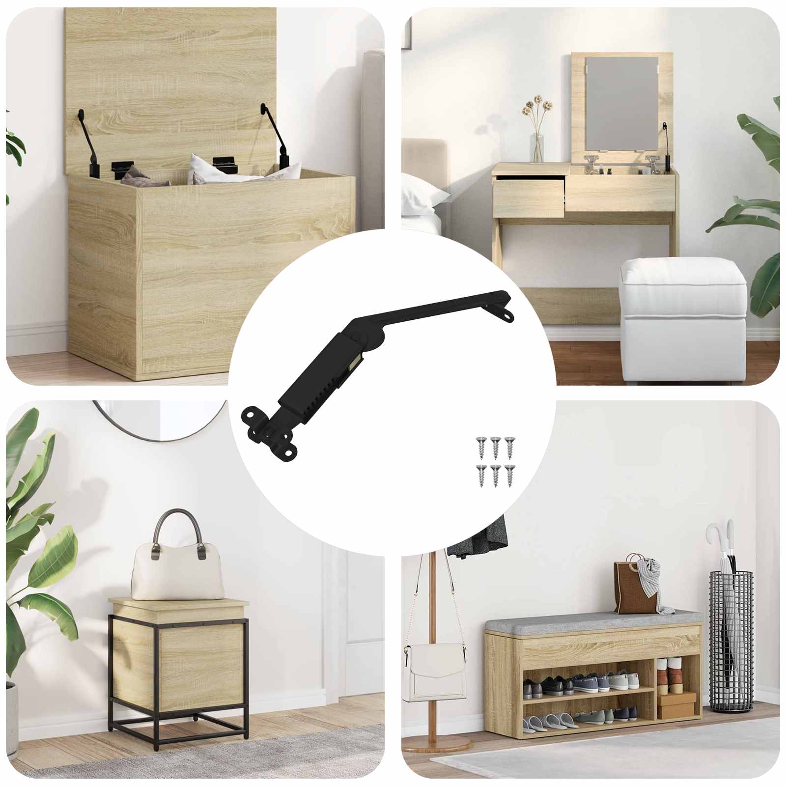 vidaXL Deckelstützscharnier 12 pcs Schwarz 192 x 32 x 50 mm Stahl