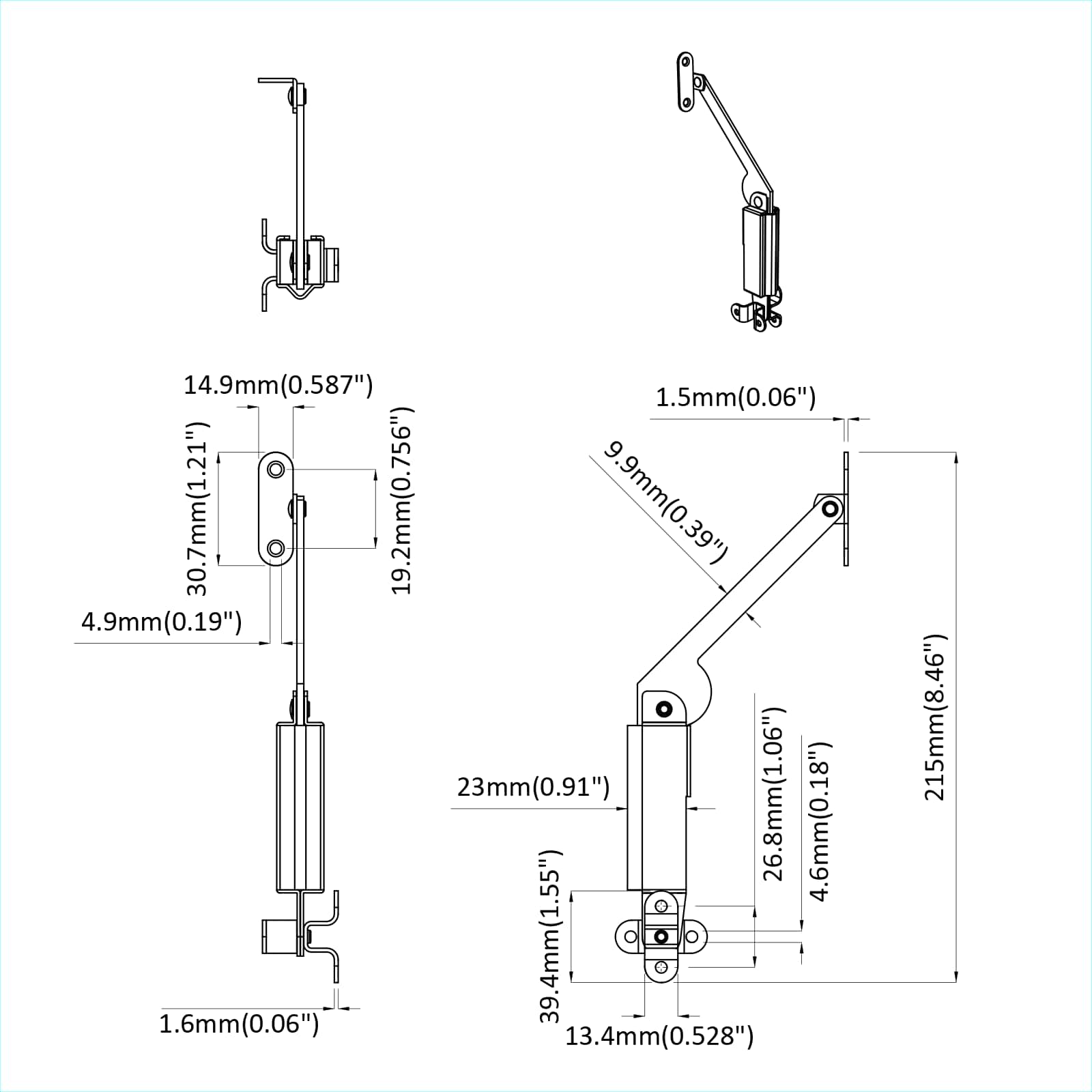 Zatik za podporo pokrova 12 pcs Črna 192 x 32 x 50 mm Jeklo - slika 8