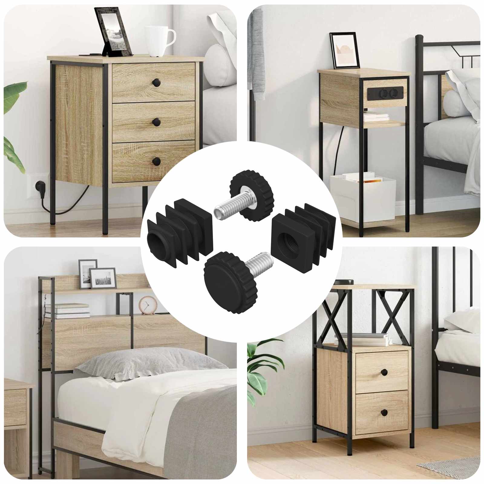 vidaXL Möbel Leveler Verstellbar 2 pcs Schwarz M6 PP