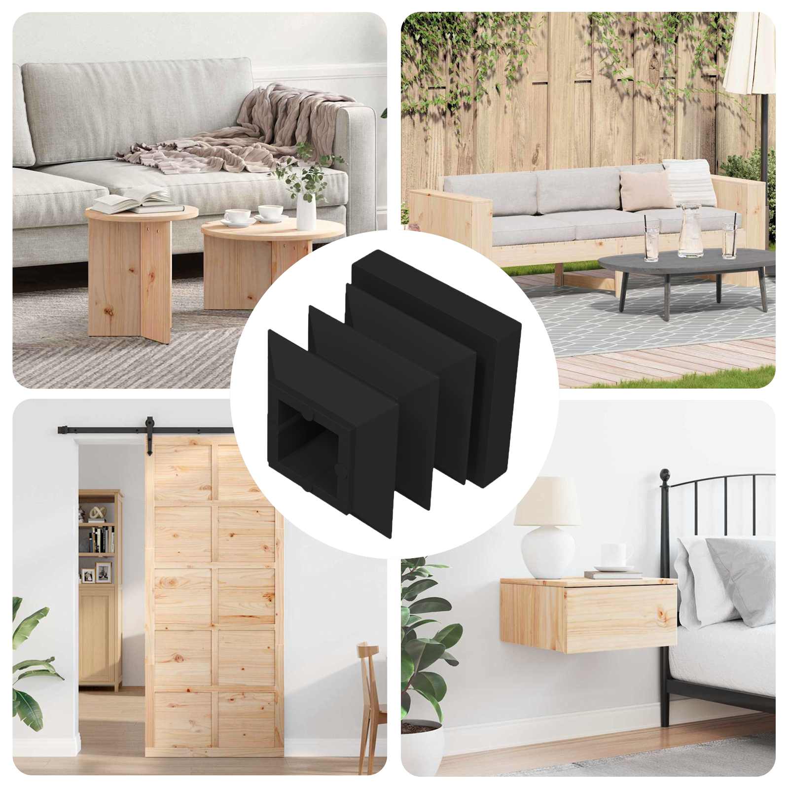 vidaXL Endkappen 12 pcs Schwarz 15 x 15 x 15 mm PP