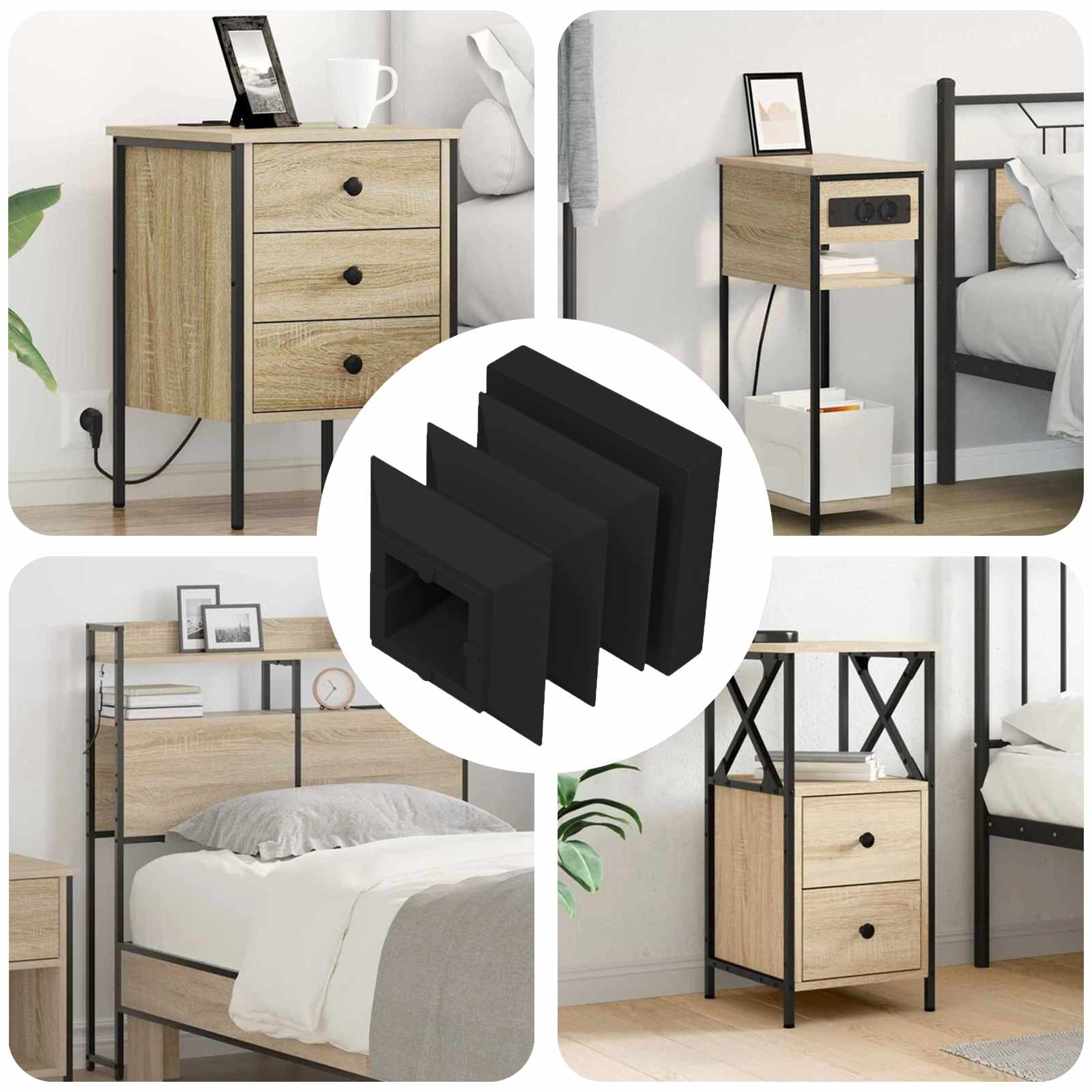 vidaXL Endkappen 12 pcs Schwarz 15 x 15 x 15 mm PP