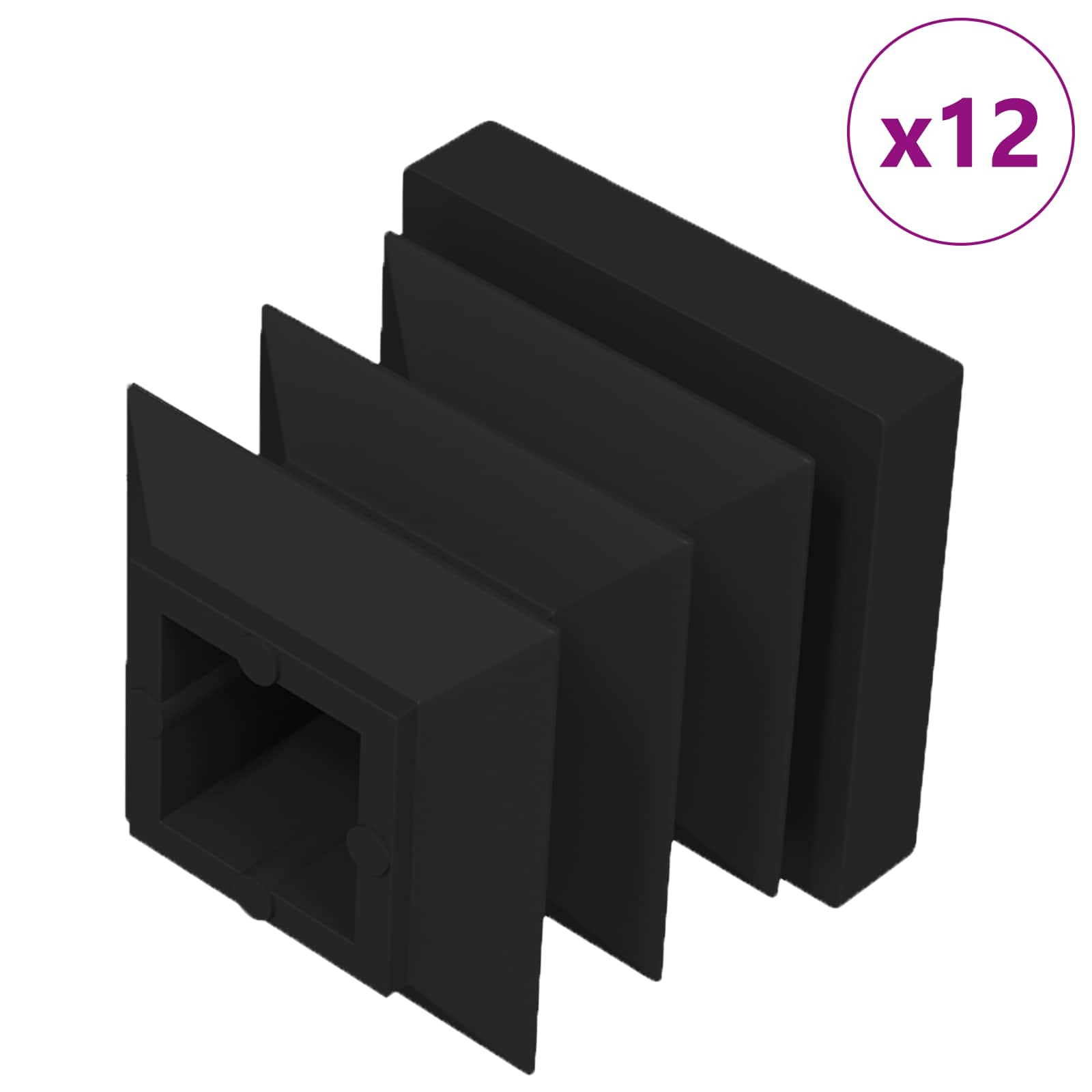 Thumbnail - vidaXL Endkappen 12 pcs Schwarz 15 x 15 x 15 mm PP