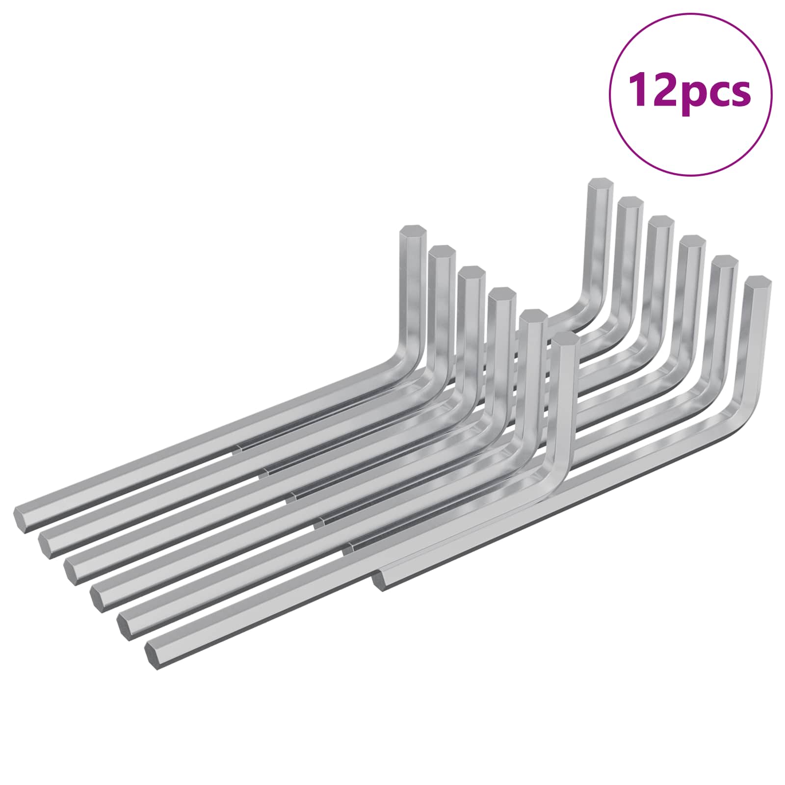 Šesterokotna ključa 12 pcs srebrna 32 x 86 mm Jeklo - slika 3