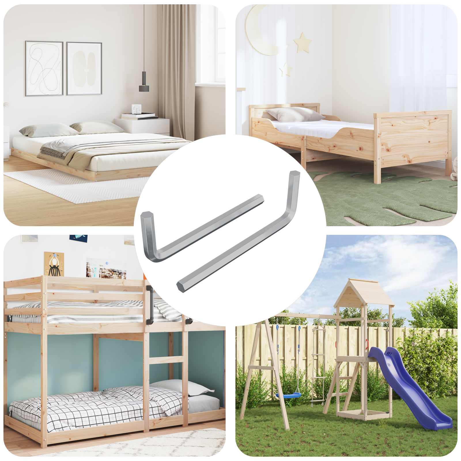 Sešu stūru atslēga 2 pcs Sudraba 32 x 86 mm Tērauds