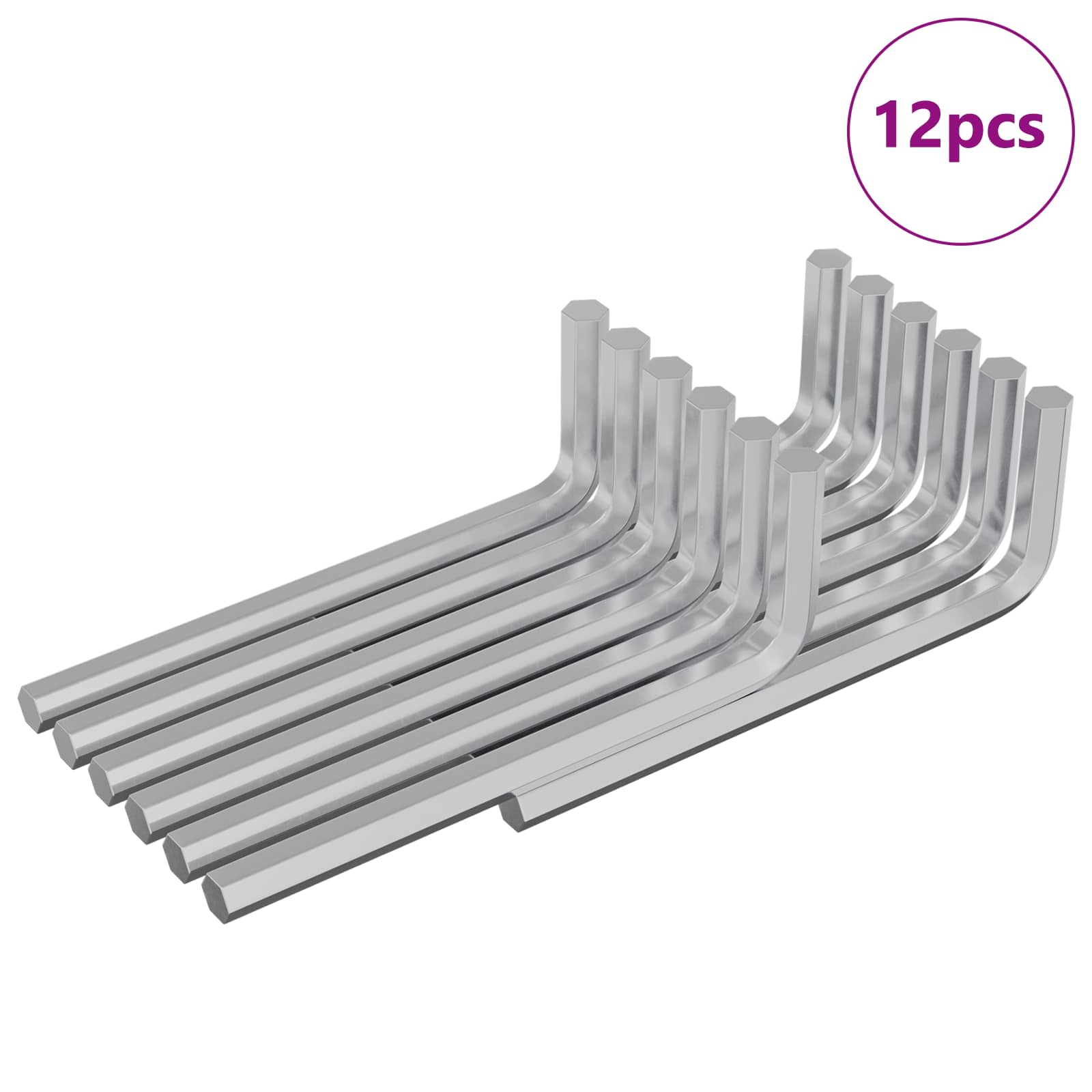Thumbnail - vidaXL Inbusschlüssel 12 pcs Silber 32 x 86 mm Stahl