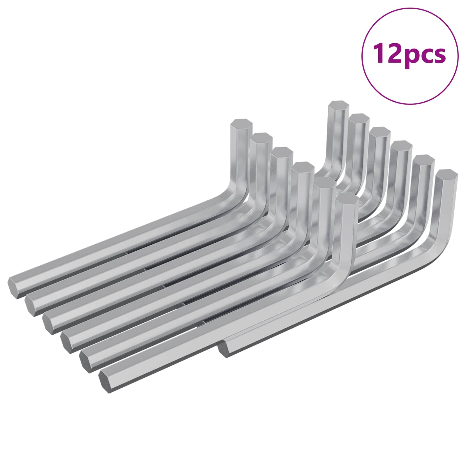 Thumbnail - vidaXL Inbusschlüssel 12 pcs Silber 32 x 86 mm Stahl