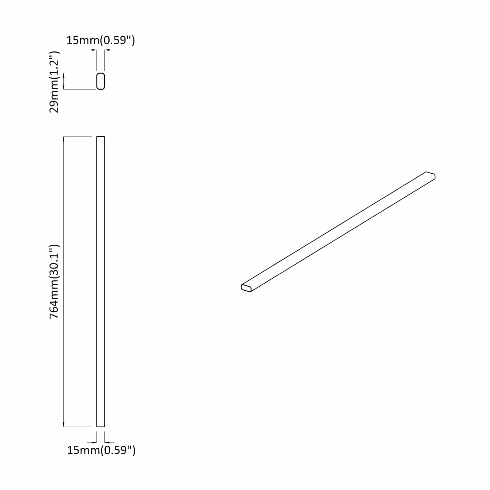 Șină pentru dressing 12 pcs Argintiu 764 x 15 x 29 mm [7]