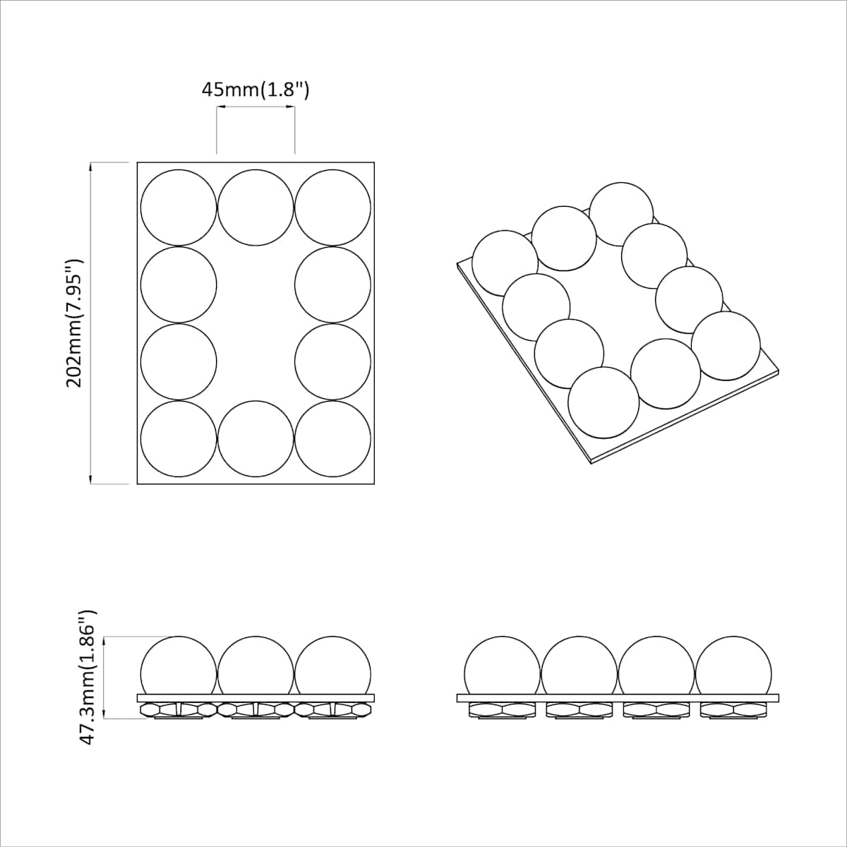 Spejl Lygter. Hvid 4,5 x 4,5 x 4,7 cm Plastik - Billede 9