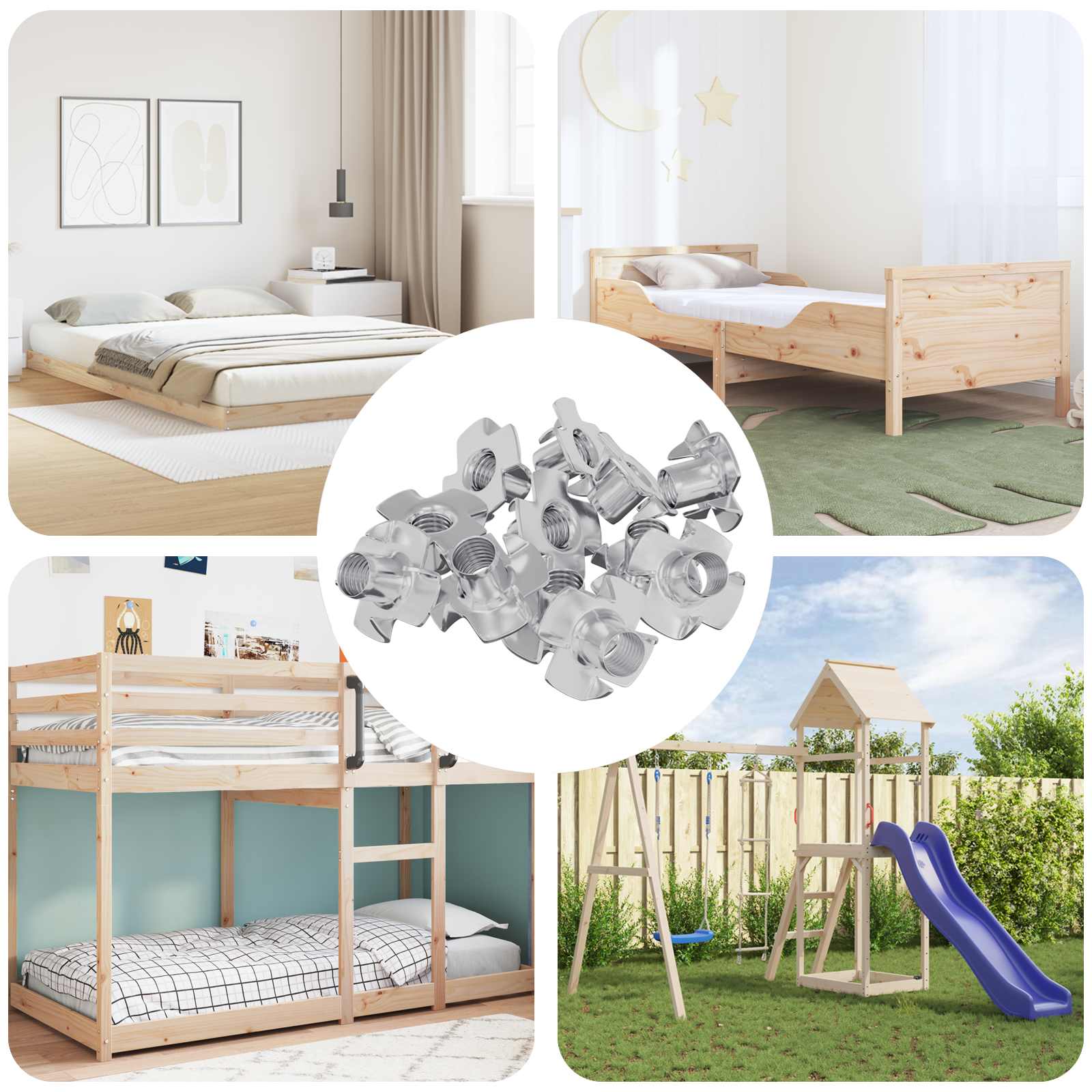 Thumbnail - vidaXL Stift-T-Nuss 7200 pcs Silber M6 mm Stahl