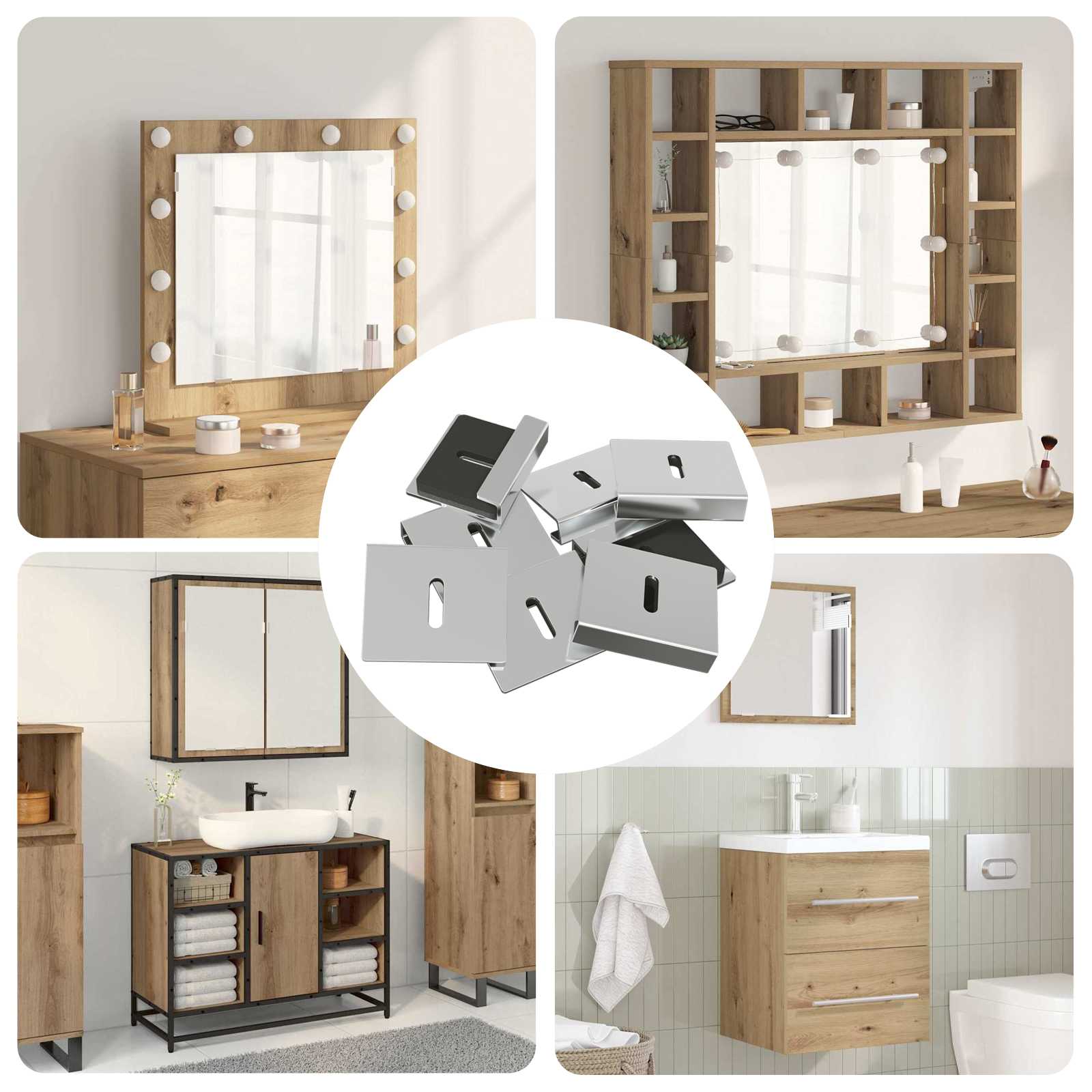 vidaXL Suport pentru oglindă 2 pcs Nichel 35 x 30 x 8,3 mm Oțel