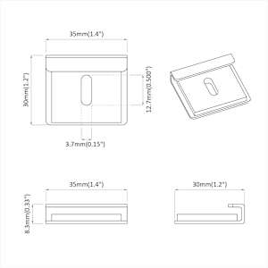 Držák na zrcadlo 12 pcs Niklová 35 x 30 x 8,3 mm Ocel - obrázek 5