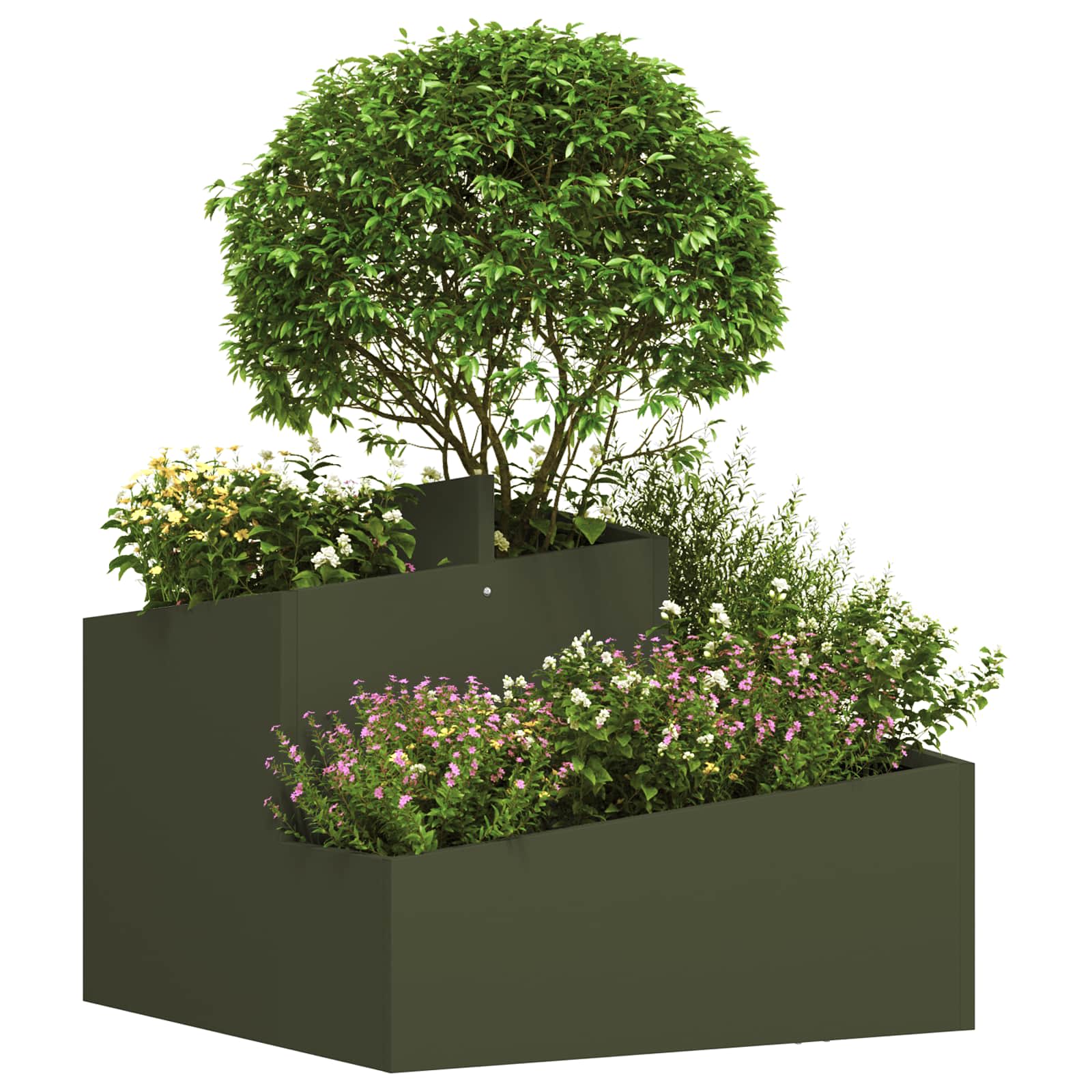 vidaXL Garten-Pflanzgefäß Olivgrün 60 x 60 x 50 cm Kaltgewalzter Stahl – Bild 2