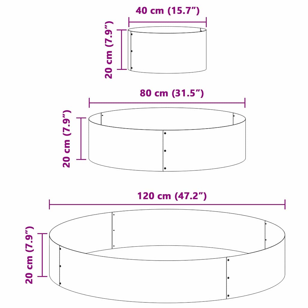 Tuin Bloempot Antraciet 120 x 120 x 20 cm Koudgewalst staal image 11