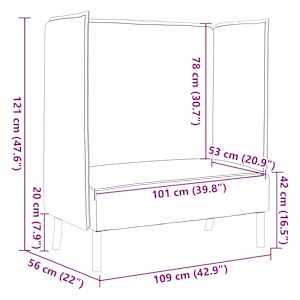 Vysoký zpětný pohovka 101cm Tmavě hnědá textil - obrázek 10