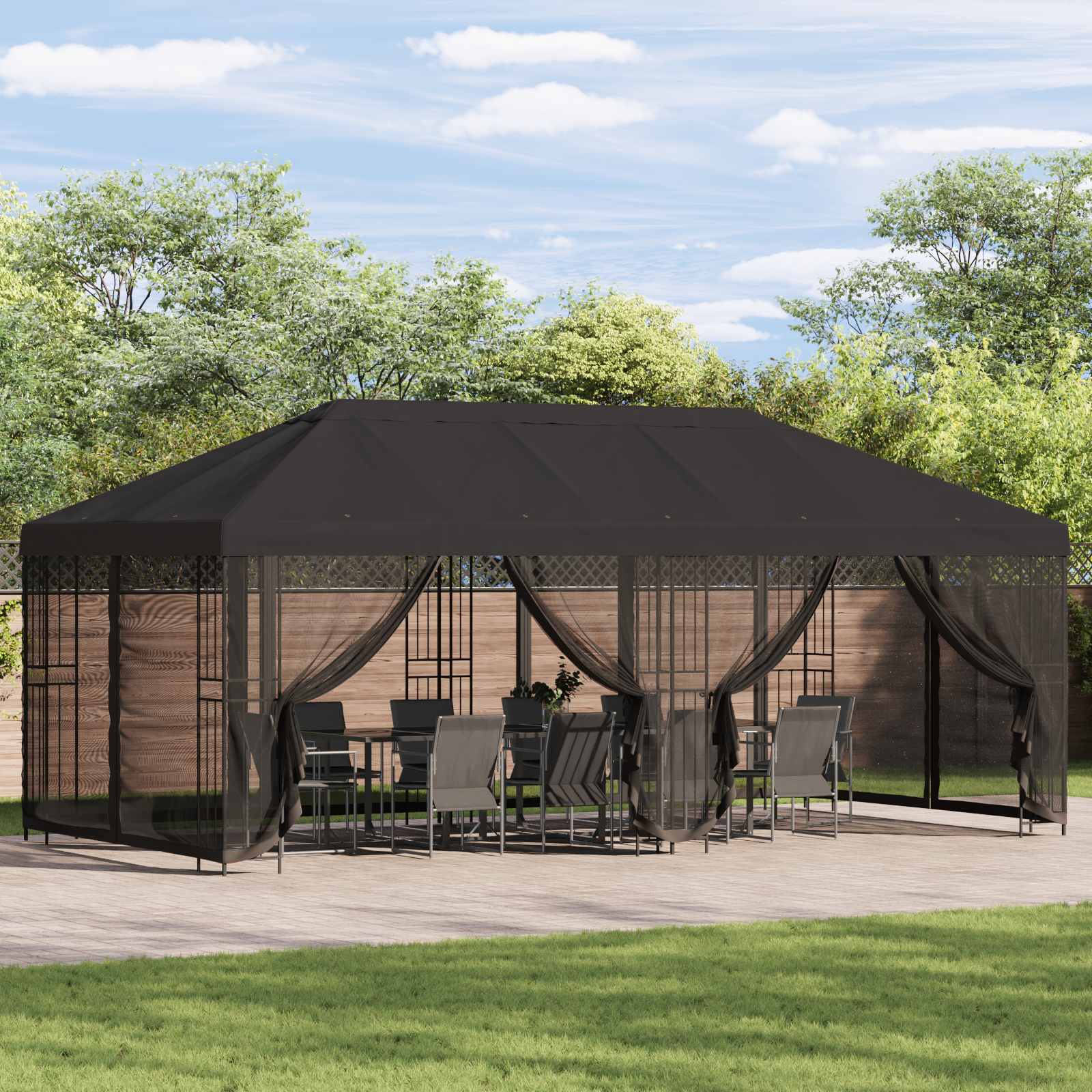 Paviljoen met zijwanden 6 x 3 m Antracietkleurig image 1