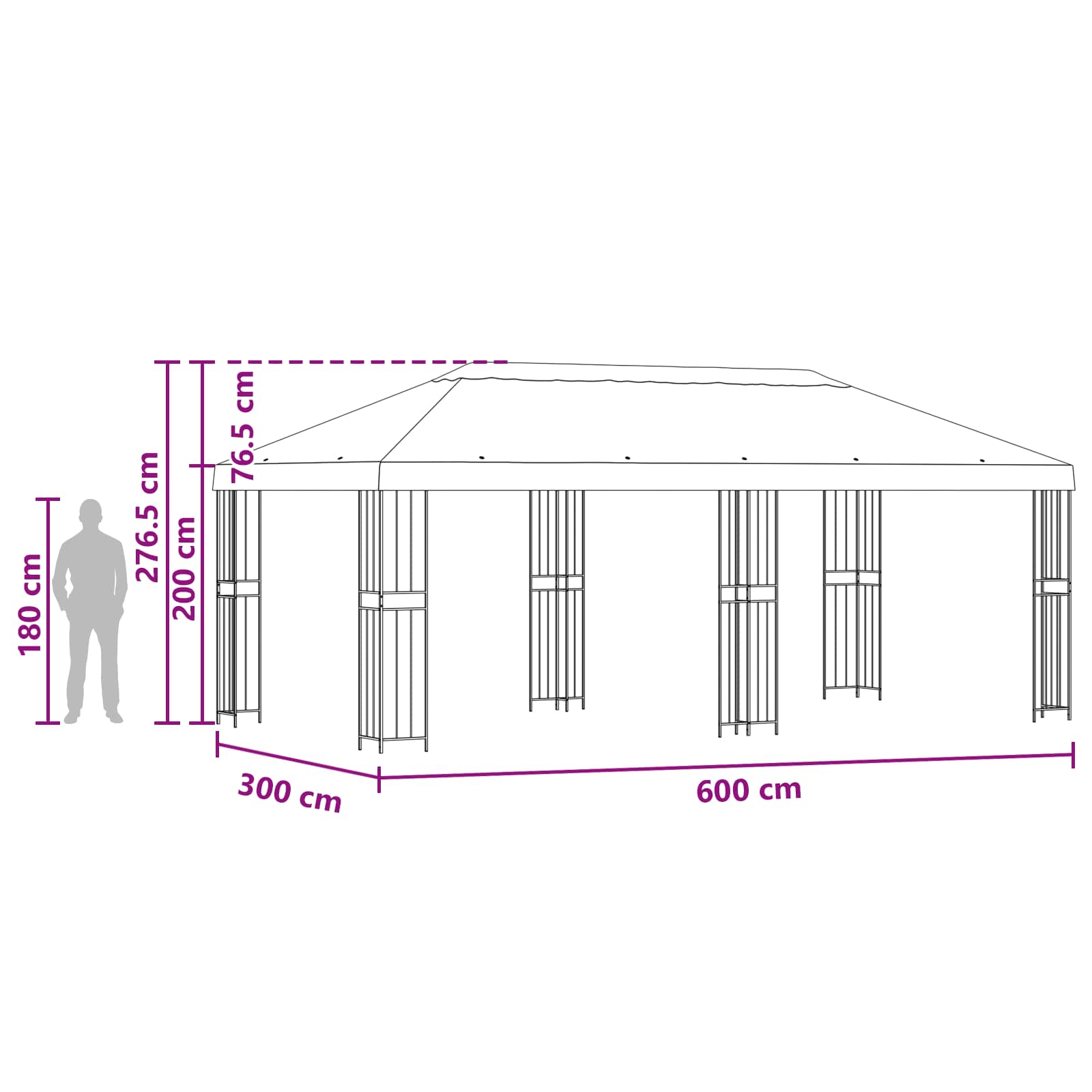 Paviljoen met zijwanden 6 x 3 m Antracietkleurig image 6