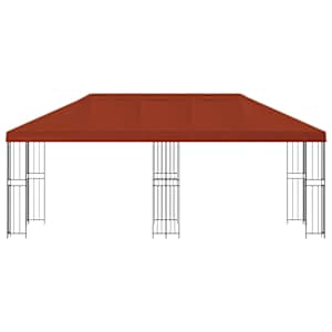 Altán s bočními stěnami 6 x 3 m Cihlová Polyester a ocel 190 - obrázek 3
