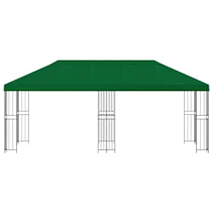 Altán s bočními stěnami 6 x 3 m Zelená Polyester a ocel 190 - obrázek 3