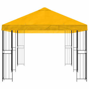Altán s bočními stěnami 6 x 3 m Žlutá Polyester a ocel 190 - obrázek 4