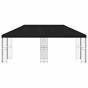 Altán s bočními stěnami 6 x 3 m Černá Polyester a ocel 190 - obrázek 3