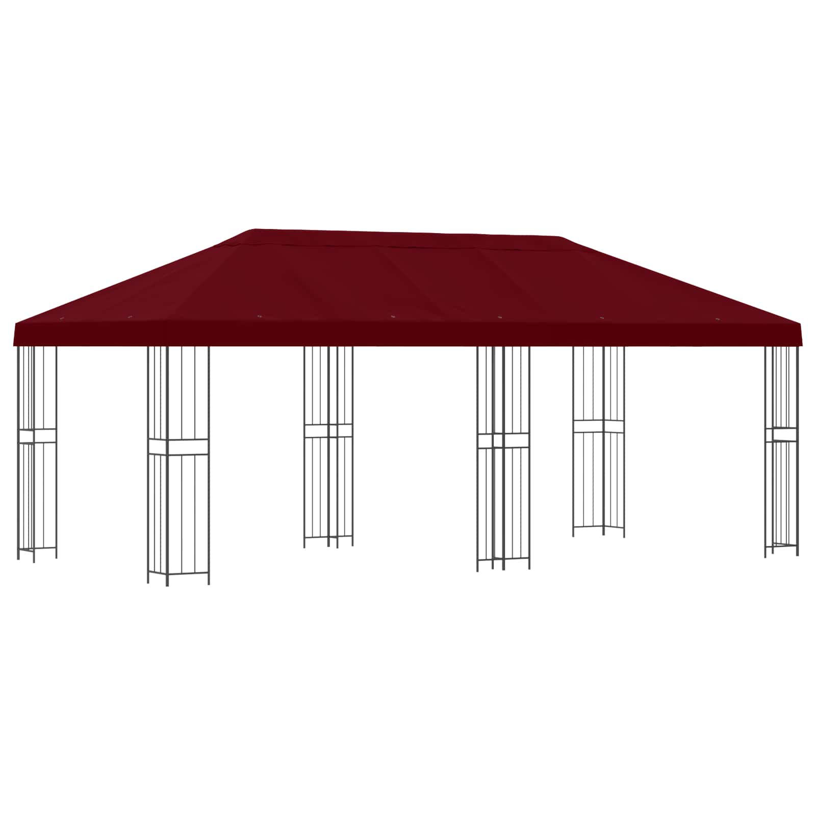 Paviljoen met zijwanden 6 x 3 m Bordeauxrood Polyester en staal image 2