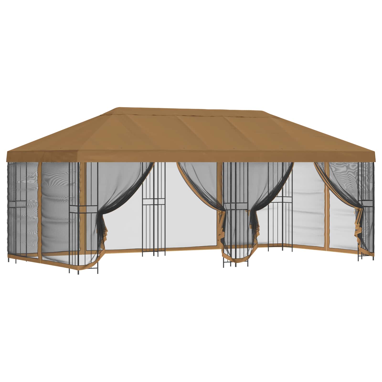 Paviljoen met zijwanden 6 x 3 m Beige Polyester en staal 190 image 2