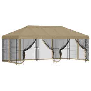 vidaXL Paviljon k&uuml;lgseinadega 6 x 3 m Beež Pol&uuml;ester ja teras 190 gsm