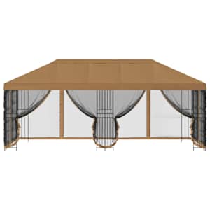 Altán s bočními stěnami 6 x 3 m Béžová Polyester a ocel 190 - obrázek 3