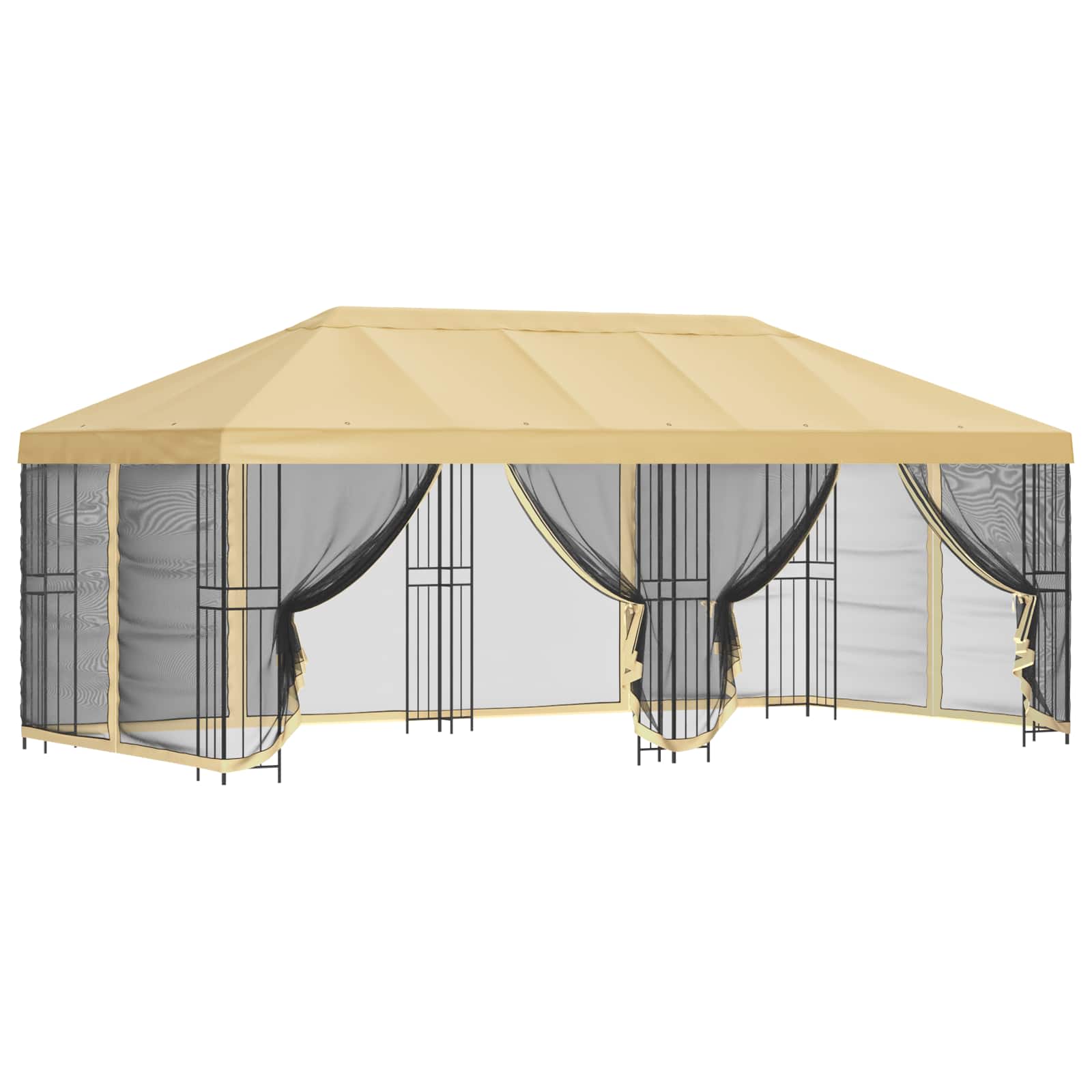 Paviljoen met zijwanden 6 x 3 m Crèmekleurig Polyester en staal image 2