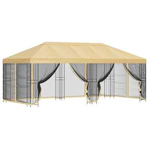 vidaXL Paviljon k&uuml;lgseinadega 6 x 3 m Kreemjas Pol&uuml;ester ja teras
