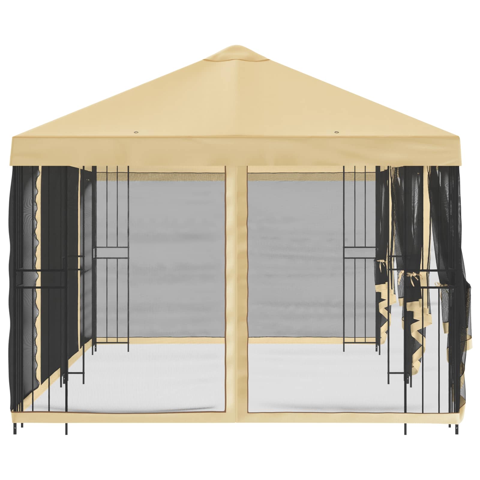 Paviljoen met zijwanden 6 x 3 m Crèmekleurig Polyester en staal image 4