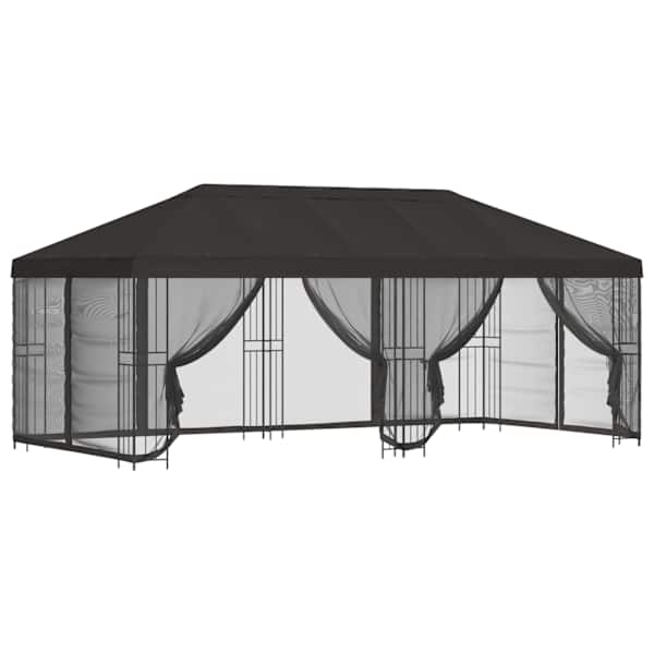 vidaXL Paviljon k&uuml;lgseinadega 6 x 3 m Antratsiit Pol&uuml;ester ja teras