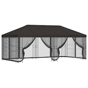 Altán s bočními stěnami 6 x 3 m Antracitová Polyester a ocel - obrázek 2