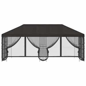 Altán s bočními stěnami 6 x 3 m Antracitová Polyester a ocel - obrázek 3