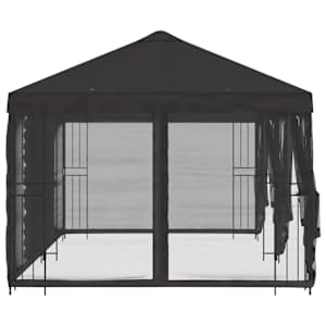 Altán s bočními stěnami 6 x 3 m Antracitová Polyester a ocel - obrázek 4