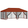 vidaXL Paviljon k&uuml;lgseinadega 6 x 3 m Terrakota Pol&uuml;ester ja teras