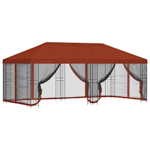 vidaXL Paviljon k&uuml;lgseinadega 6 x 3 m Terrakota Pol&uuml;ester ja teras