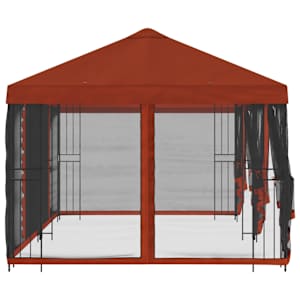 Altán s bočními stěnami 6 x 3 m Cihlová Polyester a ocel 190 - obrázek 4