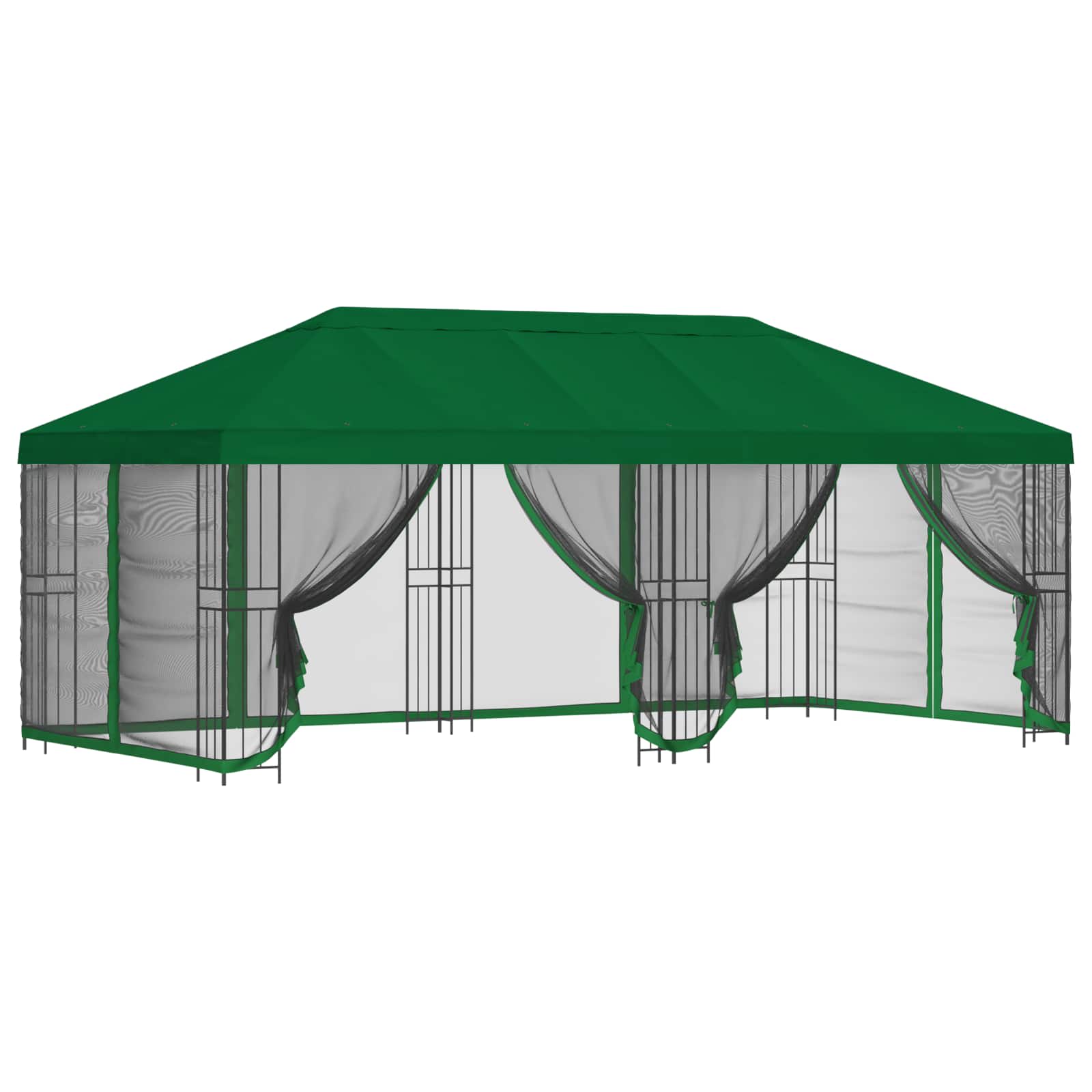 Paviljoen met zijwanden 6 x 3 m Groen Polyester en staal 190 image 2