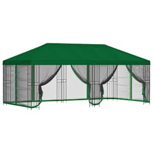vidaXL Paviljon k&uuml;lgseinadega 6 x 3 m Roheline Pol&uuml;ester ja teras